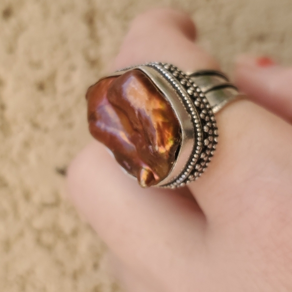 New Biwa Pearl 925 Silver Ring. - Picture 5 of 15